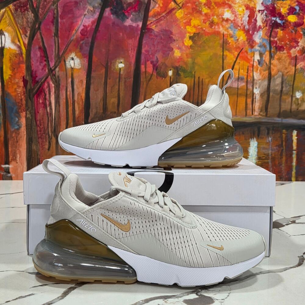 Nike W Air Max 270 Light Bone Metallic Gold Size 8 Women's HJ3222-006